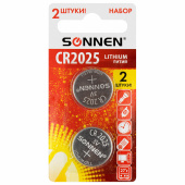 Батарейки литиевые SONNEN Lithium CR2025, "таблетки, дисковые, кнопочные", КОМПЛЕКТ 2 шт., блистер, 457139 за 47 ₽. Батарейки.  Доставка по РФ. Без переплат!
