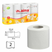 Бумага туалетная бытовая, спайка 8 шт., 2-х слойная, (8х19 м), LAIMA, белая, 126905 за 236 ₽. Туалетная бумага офисно-бытовая.  Доставка по РФ. Без переплат!