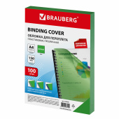 Обложки пластиковые для переплета, А4, КОМПЛЕКТ 100 шт., 150 мкм, прозрачно-зеленые, BRAUBERG, 530828 за 618 ₽. Обложки для переплета.  Доставка по РФ. Без переплат!