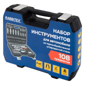 Набор инструментов для автомобиля, 108 предметов, пластиковый кейс, RABBITEX, 671339 за 5 039 ₽. Наборы автоинструментов.  Доставка по РФ. Без переплат!