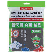 Салфетка КОРЕЙСКАЯ УМНАЯ для дома и авто УБОРКА БЕЗ РАЗВОДОВ, 30х40 см, НАБОР 5 штук, УНИВЕРСАЛЬНАЯ, LAIMA, 700223 за 399 ₽. Салфетки хозяйственные.  Доставка по РФ. Без переплат!