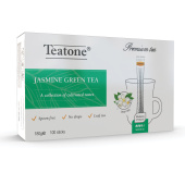 Чай TEATONE "Jasmine green tea" зеленый с ароматом жасмина, 100 стиков по 1,8 г, 1242 за 1&nbsp;633 ₽. Чай пакетированный.  Доставка по РФ. Без переплат!