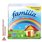 Салфетки бумажные 100 шт., 24x23 см, FAMILIA, белые, 100% целлюлоза, 5039302, 5080553 за 55 ₽. Салфетки столовые.  Доставка по РФ. Без переплат!