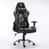 Кресло компьютерное BRABIX "Military GM-140", две подушки, экокожа, черное с рисунком милитари, 532802 за 13 333 ₽. Кресла игровые. Доставка по РФ. Без переплат!
