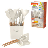 Набор силиконовых кухонных принадлежностей с деревянными ручками 13 в 1, молочный, DASWERK (ДАСВЕРК), 608196 за 1&nbsp;751 ₽. Наборы кухонных принадлежностей.  Доставка по РФ. Без переплат!