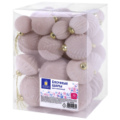 Шары елочные НАБОР 35 предметов "Зефирки", пластик, софт-тач, молочный, ЗОЛОТАЯ СКАЗКА, 592588 за 1 291 ₽. Наборы украшений для ели.  Доставка по РФ. Без переплат!