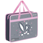 Папка на молнии с ручками BRAUBERG А4, 1 отделение, пластик, 80 мм, "Curious bunny", 272164 за 243 ₽. Папки-сумки с ручками.  Доставка по РФ. Без переплат!