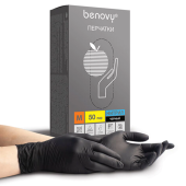 Перчатки нитриловые смотровые 50 пар (100 штук), размер 7-8, M (средний), черные, BENOVY Nitrile Chlorinated, М за 427 ₽. Перчатки медицинские.  Доставка по РФ. Без переплат!