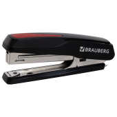 Степлер №10 BRAUBERG "Extra", до 20 листов, антистеплер, черно-красный, 229079 за 242 ₽. Степлеры настольные.  Доставка по РФ. Без переплат!