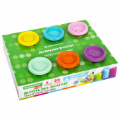 Пластилин-тесто для лепки BRAUBERG KIDS, 6 цветов, 300 г, 10 формочек, шприц, стек, крышки-штампики, 106719 за 419 ₽. Пластилин.  Доставка по РФ. Без переплат!