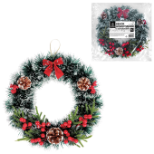 Венок новогодний, диаметр 35 см "Пушистый", с декором, ПЭТ, ЗОЛОТАЯ СКАЗКА, 592520 за 629 ₽. Украшение интерьера.  Доставка по РФ. Без переплат!