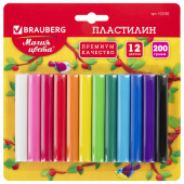 Пластилин классический BRAUBERG 12 цветов, 200 г, ВЫСШЕЕ КАЧЕСТВО, блистер, 103350 за 101 ₽. Пластилин.  Доставка по РФ. Без переплат!