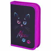 Пенал BRAUBERG, 1 отделение, полиэстер, 21х14 см, "Black Cat", 271529 за 295 ₽. Пеналы каркасные.  Доставка по РФ. Без переплат!