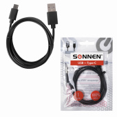 Кабель USB 2.0 – Type-C, 1 м, SONNEN, медь, для передачи данных и зарядки, черный, 513117 за 135 ₽. Кабели USB - MicroUSB/Apple/Type-C.  Доставка по РФ. Без переплат!