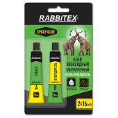 Клей эпоксидный смола + отвердитель, две тубы, суперпрочный, 2х16 мл, RABBITEX (РАББИТЕКС) "ДВА СЛОНА", 609816 за 130 ₽. Клей специальный.  Доставка по РФ. Без переплат!