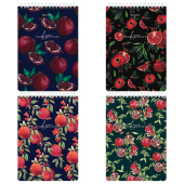 Блокнот А5, 146х206 мм, 60 л., гребень, картон, жесткая подложка, клетка, BRAUBERG, "Гранаты", 114366 за 58 ₽. Блокноты.  Доставка по РФ. Без переплат!