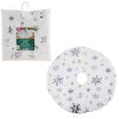 Новогодний коврик под елку белый c серебристыми снежинками, 60 см, полиэстер, ЗОЛОТАЯ СКАЗКА, 592158 за 644 ₽. Аксессуары для украшения новогодней ели.  Доставка по РФ. Без переплат!