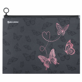 Папка для тетрадей BRAUBERG А4, 1 отделение, пластик, на zip-lock-молнии, "Neon butterflies", 272103 за 48 ₽. Папки для тетрадей и уроков труда.  Доставка по РФ. Без переплат!