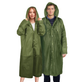 Дождевик плащ зеленый на кнопках, EVA, многоразовый прочный, чехол в комплекте, универсальный размер, SHAMAANI (ШАМААНИ), 610933 за 234 ₽. Непромокаемые плащи и куртки.  Доставка по РФ. Без переплат!