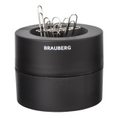 Скрепочница магнитная BRAUBERG с 30 скрепками, большой бочонок, черная, 225191 за 163 ₽. Диспенсеры для скрепок.  Доставка по РФ. Без переплат!