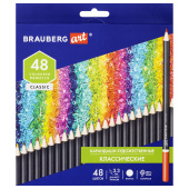 Карандаши художественные цветные BRAUBERG ART CLASSIC, 48 цветов, МЯГКИЙ грифель 3,3 мм, 181539 за 624 ₽. Карандаши цветные профессиональные классические.  Доставка по РФ. Без переплат!