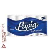 Бумага туалетная, спайка 8 шт., 3-слойная (8х17 м) Papia Professional, белая, 5080998 за 321 ₽. Туалетная бумага офисно-бытовая.  Доставка по РФ. Без переплат!