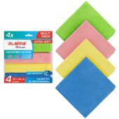 Салфетка из МИКРОФИБРЫ универсальная 30х30 см, КОМПЛЕКТ 4 шт., MULTI PRO COLOUR, 280 г/м2, LAIMA, 607792 за 296 ₽. Салфетки хозяйственные.  Доставка по РФ. Без переплат!