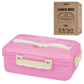 Ланч-бокс контейнер, 1 секция, 3 отделения, 1,4 л, ложка, вилка, 8х21х14 см, розовый, JOYLUX (ДЖОЙЛЮКС) ECO, 609345 за 322 ₽. Контейнеры для хранения и СВЧ.  Доставка по РФ. Без переплат!
