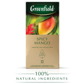 Чай GREENFIELD "Spicy Mango" зеленый с манго, 25 пакетиков по 1,5 г, 1725-10 за 121 ₽. Чай пакетированный.  Доставка по РФ. Без переплат!