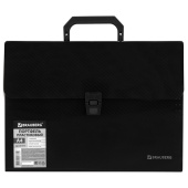 Папка-портфель пластиковая BRAUBERG А4 (332х245х35 мм), 13 отделений, фактура диагональ, черная, 221375 за 537 ₽. Портфели пластиковые.  Доставка по РФ. Без переплат!