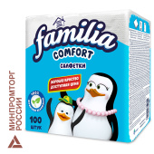 Салфетки бумажные 100 шт., 24x23 см, FAMILIA, белые, 100% целлюлоза, 5080553 за 52 ₽. Салфетки столовые.  Доставка по РФ. Без переплат!