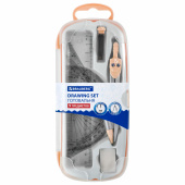 Готовальня BRAUBERG SCHOOL KIT, 9 предметов, циркуль 125 мм, чертежные принадлежности, персиковый цвет, 210715 за 243 ₽. Циркули и готовальни.  Доставка по РФ. Без переплат!