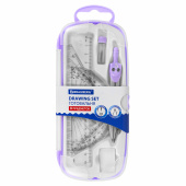 Готовальня BRAUBERG SCHOOL KIT, 8 предметов, циркуль 115 мм, чертежные принадлежности, лавандовый цвет, 210703 за 283 ₽. Циркули и готовальни.  Доставка по РФ. Без переплат!
