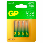 Батарейки КОМПЛЕКТ 4 шт., GP Ultra G-Tech, AAA (LR03, 24А), алкалиновые, мизинчиковые, 24AUA21-2CRSBC4 за 306 ₽. Батарейки.  Доставка по РФ. Без переплат!