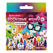 Восковые мелки, кросс-серия "МОНСТРИКИ", BRAUBERG, 12 цветов, 273238 за 56 ₽. Мелки восковые.  Доставка по РФ. Без переплат!
