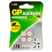 Батарейки КОМПЛЕКТ 4 шт., GP Alkaline, A76 (G13, LR44), алкалиновая, блистер, A76-С10, A76F-2CRU4 за 177 ₽. Батарейки.  Доставка по РФ. Без переплат!