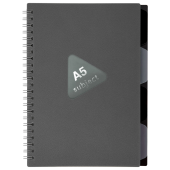 Тетрадь обложка пластик, А5 80 л., гребень, 4 разделителя, клетка, BRAUBERG, серый, 405369 за 153 ₽. Тетради более 60 листов.  Доставка по РФ. Без переплат!