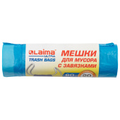 Мешки для мусора с завязками LAIMA "ULTRA" 60 л, синие, рулон 20 шт., прочные, ПНД 17 мкм, 60х70 см, 607692 за 195 ₽. Мешки для мусора универсальные.  Доставка по РФ. Без переплат!