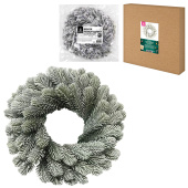 Венок новогодний заснеженный, диаметр 40 см "Снежная зима", литой ПЭТ, ЗОЛОТАЯ СКАЗКА, 592519 за 1&nbsp;007 ₽. Украшение интерьера.  Доставка по РФ. Без переплат!