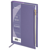 Ежедневник недатированный А5 145х220 мм, BRAUBERG "Zipline" под кожу, карман-молния,160 л., фиолетовый, 116249 за 475 ₽. Ежедневники с покрытием "под кожу и ткань".  Доставка по РФ. Без переплат!
