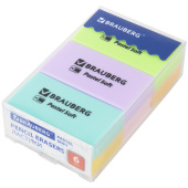 Ластики BRAUBERG PASTEL SOFT НАБОР 6 шт., размер ластика 45х25х10 мм, экологичный ПВХ, 271340 за 122 ₽. Ластики классические.  Доставка по РФ. Без переплат!