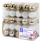 Шары елочные НАБОР 50 предметов "Новогодняя Сказка", пластик, золото/белый, ЗОЛОТАЯ СКАЗКА, 592593 за 1 088 ₽. Наборы украшений для ели.  Доставка по РФ. Без переплат!