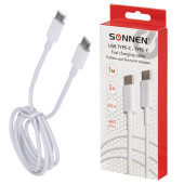 Кабель USB Type-C-Type-C с поддержкой быстрой зарядки, белый, 1 м, SONNEN, медный, 513613 за 187 ₽. Кабели USB - MicroUSB/Apple/Type-C.  Доставка по РФ. Без переплат!