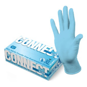 Перчатки смотровые нитриловые 50 пар (100 штук), CONNECT, голубые, размер 9-10, XL (очень большой) за 680 ₽. Перчатки медицинские.  Доставка по РФ. Без переплат!