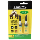 Клей-гель секундный суперклей УЛЬТРАПРОЧНЫЙ, набор 2х3 грамм, RABBITEX (РАББИТЕКС) "ДВА СЛОНА", 609814 за 45 ₽. Клей специальный.  Доставка по РФ. Без переплат!