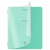 Тетрадь пластиковая обложка (прозрачная) 24 листа, клетка, BRAUBERG "Smart Cover", ЗЕЛЕНАЯ, 405034 за 28 ₽. Тетради 12-24 листов.  Доставка по РФ. Без переплат!