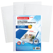 Папки-файлы перфорированные А4 BRAUBERG "МАТОВЫЕ EXTRA 600", КОМПЛЕКТ 100 шт., ПЛОТНЫЕ, 60 мкм, 229664 за 346 ₽. Папки перфорированные.  Доставка по РФ. Без переплат!