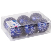 Шары ёлочные 6 шт., 8 см, "Basic Art", пластик, цвет: синий/белый, ЗОЛОТАЯ СКАЗКА, 590892 за 266 ₽. Шары елочные.  Доставка по РФ. Без переплат!