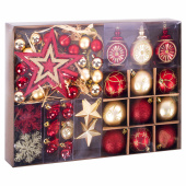 Шары новогодние ёлочные "Red & Gold Luxury" 70 предметов, красный/золото, ЗОЛОТАЯ СКАЗКА, 591714 за 2 735 ₽. Наборы украшений для ели.  Доставка по РФ. Без переплат!