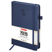 Ежедневник датированный 2026, А5, 138х213 мм, BRAUBERG "Plain", под кожу, резинка, держатель для ручки, синий, 117506 за 453 ₽. Ежедневники с покрытием "под кожу и ткань".  Доставка по РФ. Без переплат!